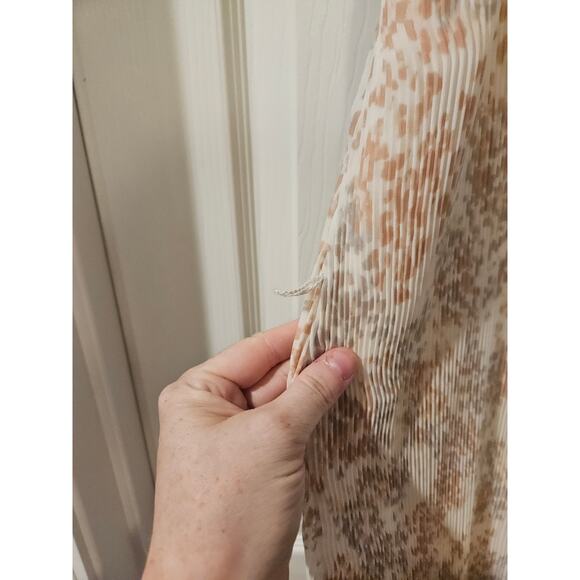 Abercrombie & Fitch Pleated Midi Dress Beige Abstract XS Sleeveless Lined NoBelt - Picture 5 of 7